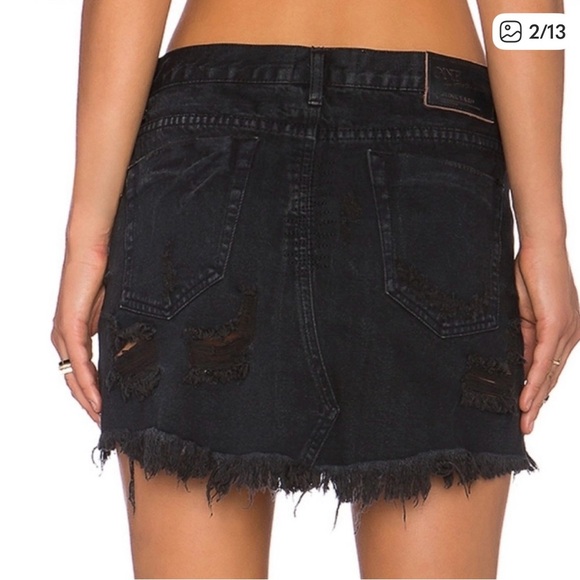 ONE X ONETEASPOON Distressed Black Denim Mini Skirt size 06 - Picture 11 of 11